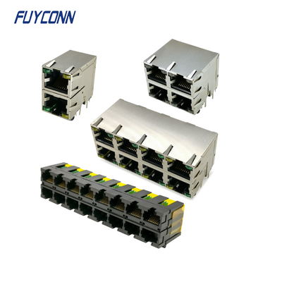 女性の直角RJ45ジャックのコネクター、PCBの二重層RJ45のモジュラー コネクター