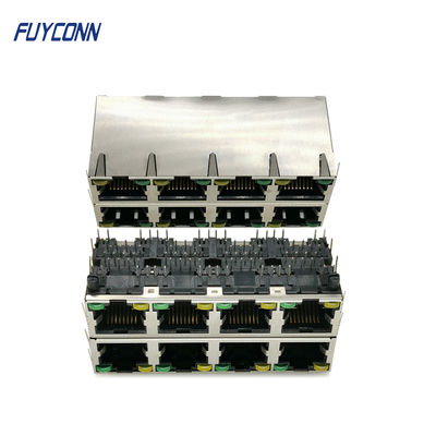 蛍光体青銅2x4 8は64 Pin女性PCB RJ45ジャックのコネクターを左舷に取る