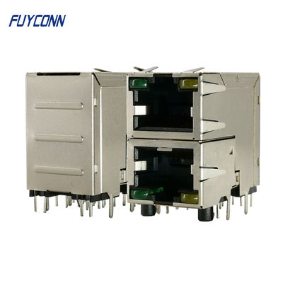 2x1 2はネットワークのためのLEDライト16 Pin RJ45のメス コネクタを左舷に取る
