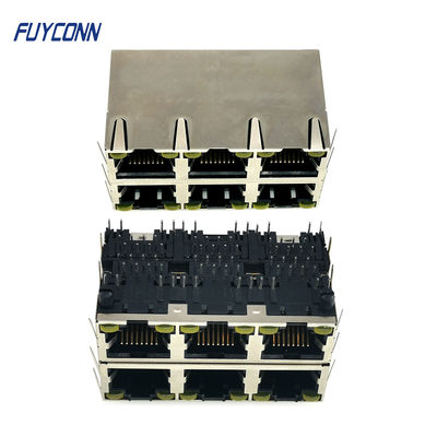 2x3 6は女性RJ45コネクターPCB 48 Pinモジュラー ジャックのコネクターを左舷に取る